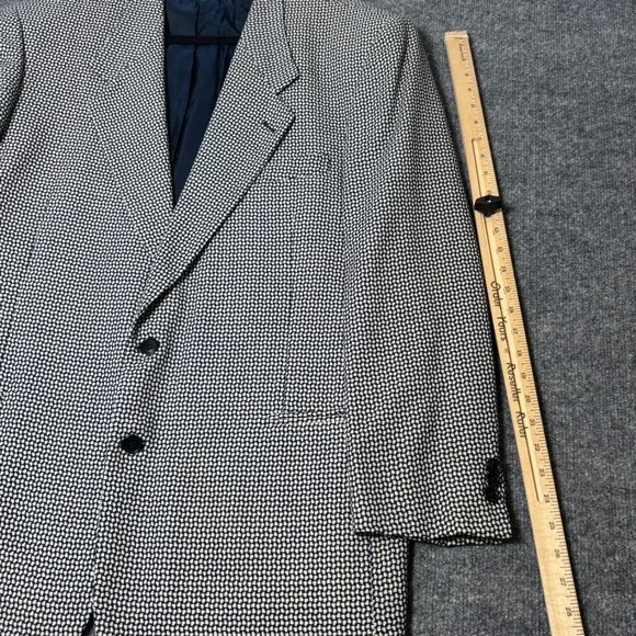 Luigi Botto Mens Virgin Wool Blend Blazer Navy Cream Micro Pattern Italy 42 L